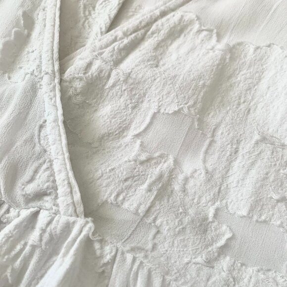 Wilfred Augustine Blouse Ruffled Peplum Cropped Sheer Floral Blouse Coquette - Picture 9 of 16